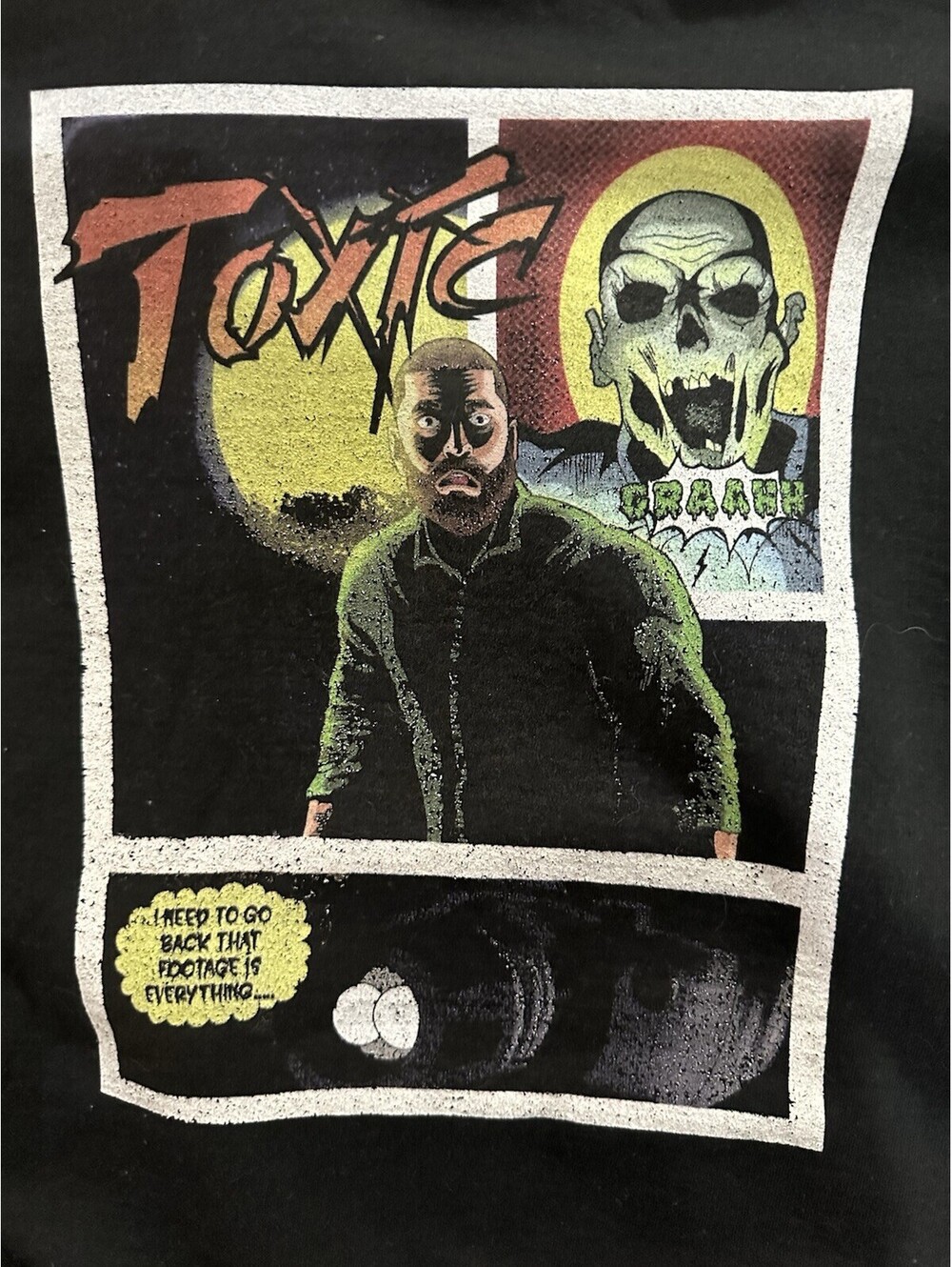 Rated PG Horror Graphic Hoodie Mens Large Black Comic Skull Pullover